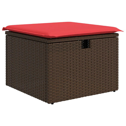 Gartenhocker mit Kissen Braun 55x55x37 cm Poly Rattan