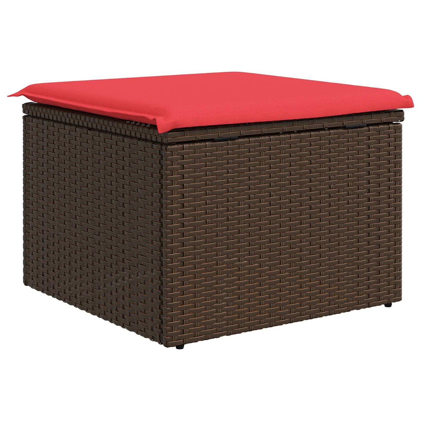 Gartenhocker mit Kissen Braun 55x55x37 cm Poly Rattan