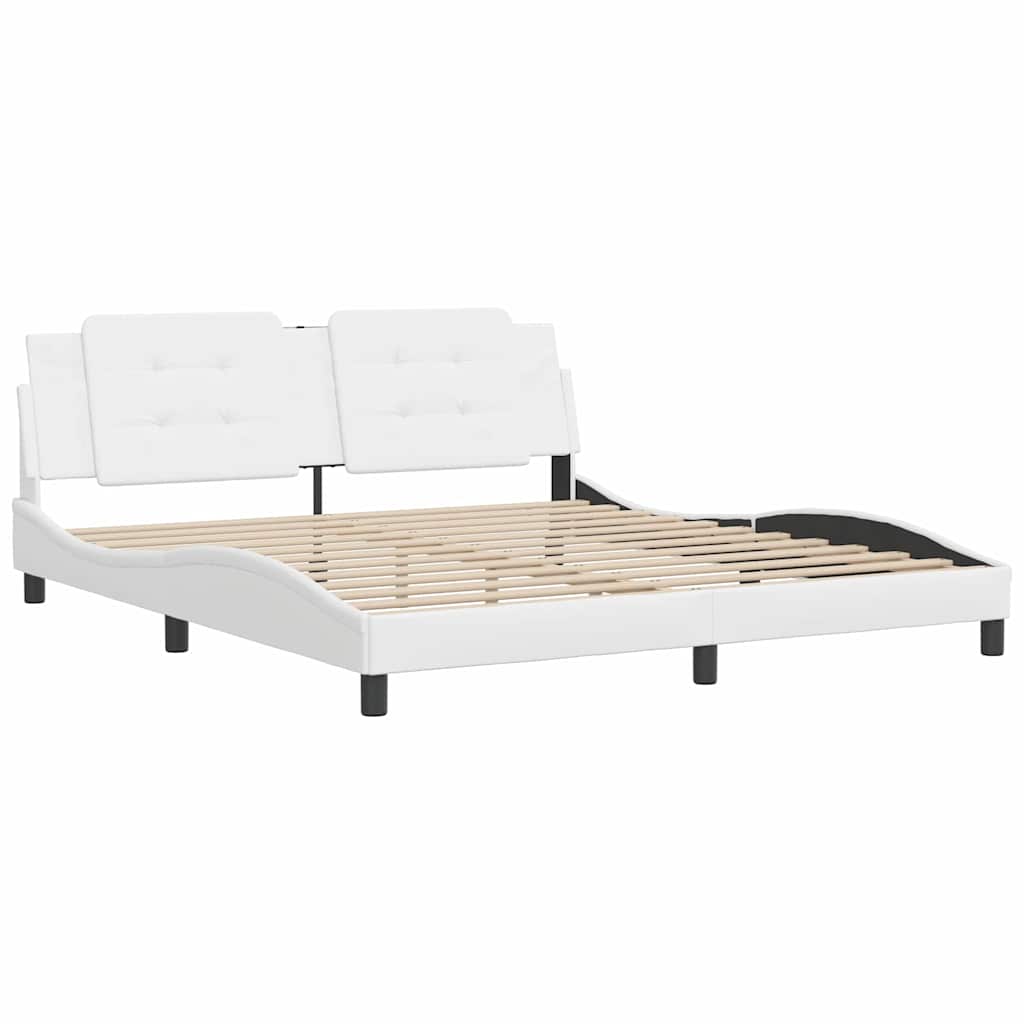 Bettgestell ohne Matratze "Zadar" Weiß 180x200 cm Kunstleder