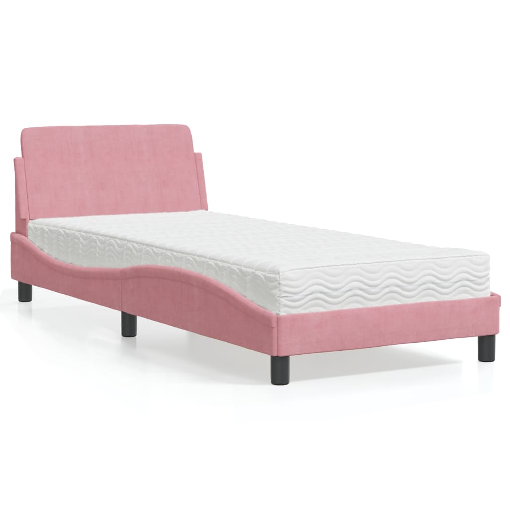 Bett mit Matratze "Dover" Rosa 90x200 cm Samt