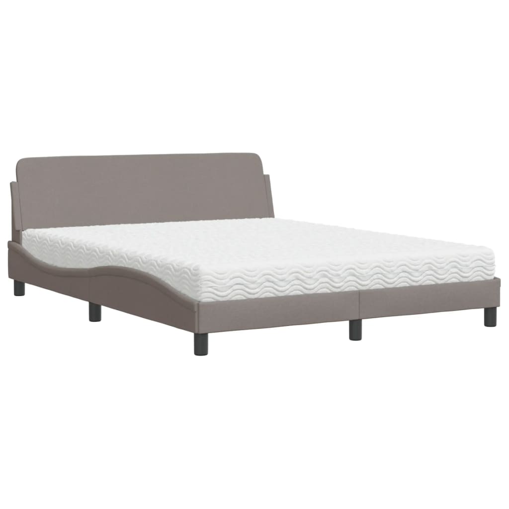 Bett mit Matratze "Dover" Taupe 160x200 cm Stoff