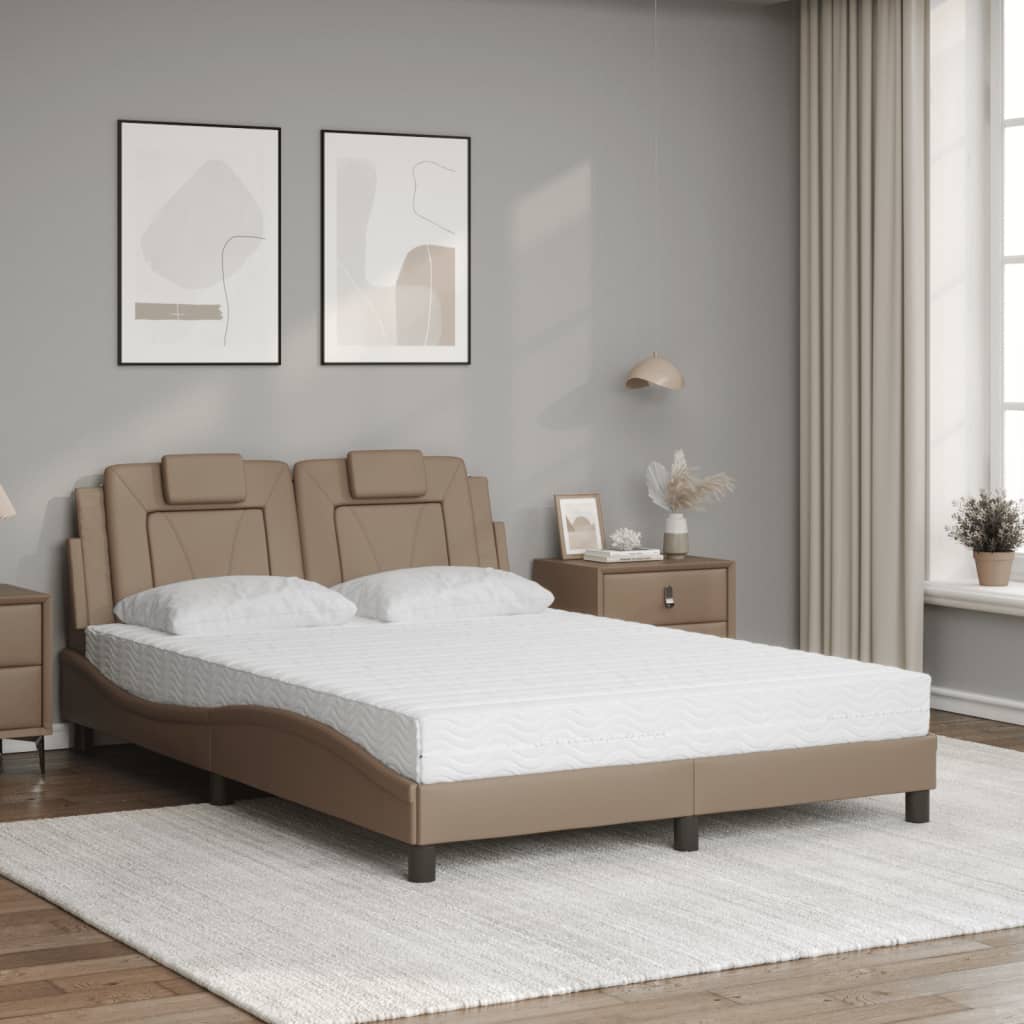 Bett "Viana" mit Matratze Cappuccino-Braun 140x190 cm Kunstleder