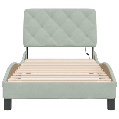 Bettgestell mit LED ohne Matratze Hellgrau 80x200 cm Samt