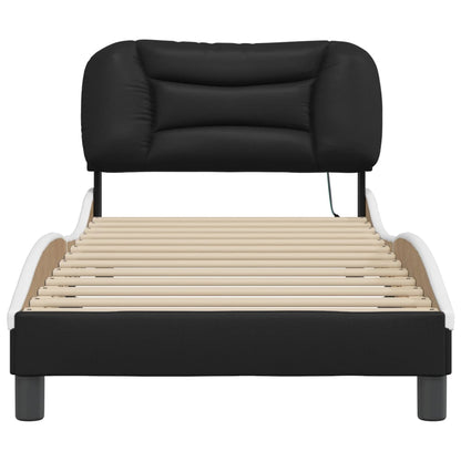 Bettgestell mit LED ohne Matratze "Hvar" Schwarz und Weiß 90x200 cm