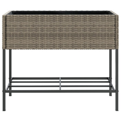 Hochbeete mit Ablage 2 Stk. Grau 90x40x75 cm Poly Rattan