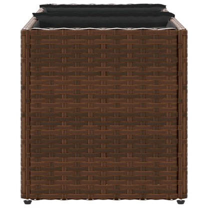 Pflanzkübel mit 3 Töpfen 2 Stk. Braun 105x30x32 cm Poly Rattan