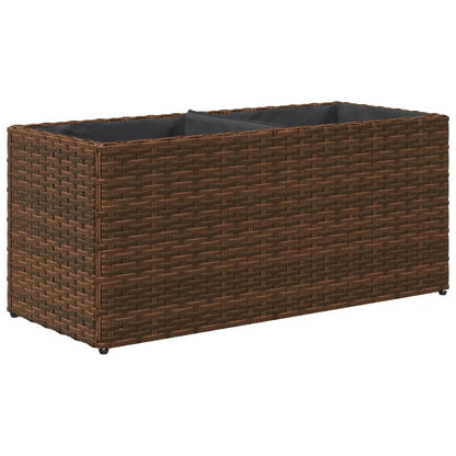 Pflanzkübel mit 2 Töpfen 2 Stk. Braun 72x30x32 cm Poly Rattan