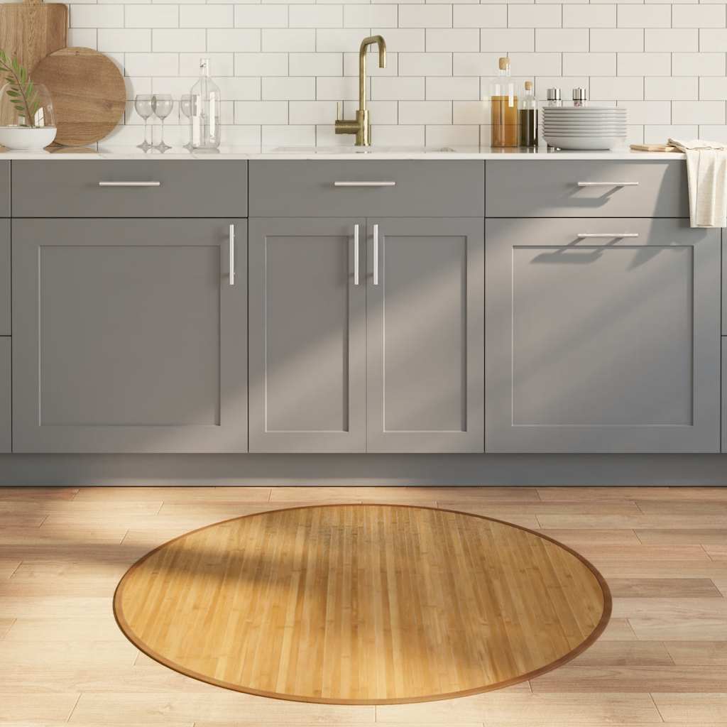 Teppich Rund Natur 100 cm Bambus