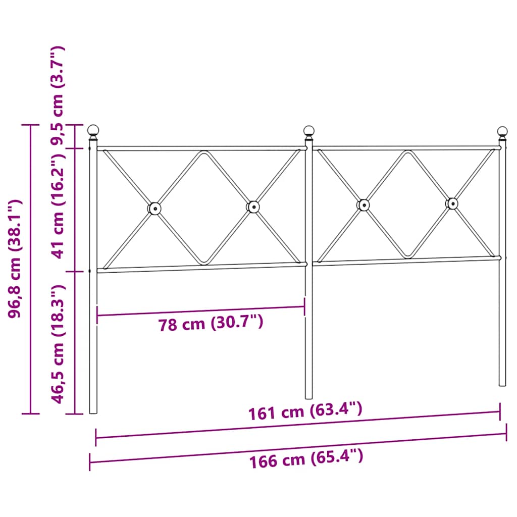 Ersatz-Kopfteil Metall Schwarz 160 cm