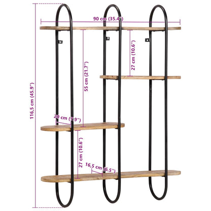 Wandregal 90x20x116,5 cm Raues Massivholz Mango