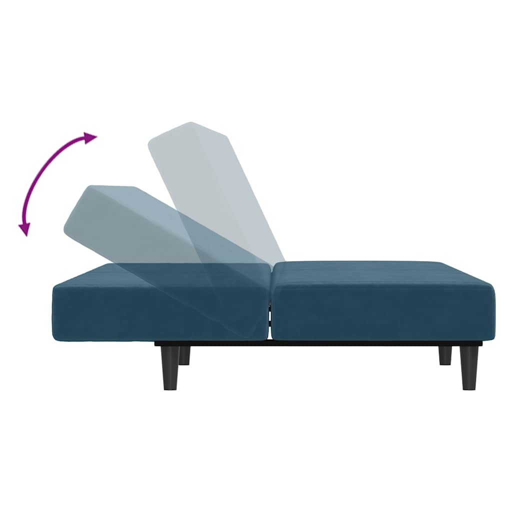Schlafsofa 2-Sitzer Blau Samt