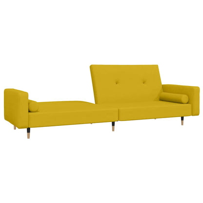 Schlafsofa 2-Sitzer mit 2 Kissen Gelb Samt
