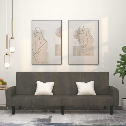 Schlafsofa 2-Sitzer Dunkelgrau Samt