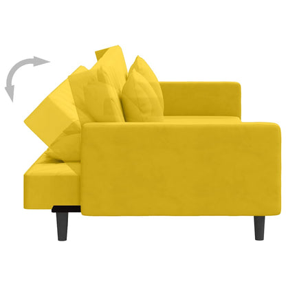 Schlafsofa 2-Sitzer mit 2 Kissen Gelb Samt