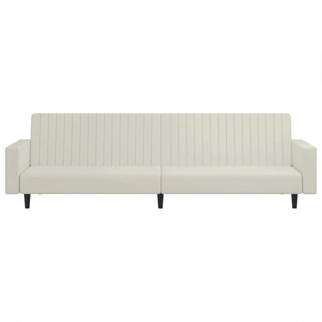 Schlafsofa 2-Sitzer Creme Samt