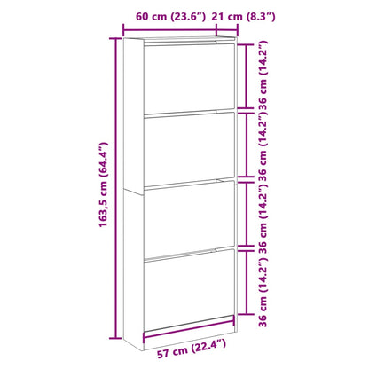 Schuhschrank Braun Eichen-Optik 60x21x163,5 cm Holzwerkstoff