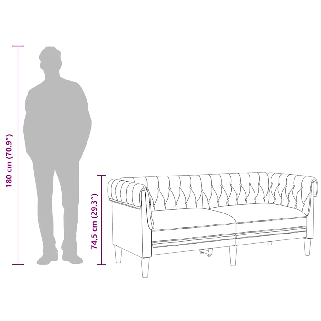 Chesterfield-Sofa 2-Sitzer Hellgrau Stoff