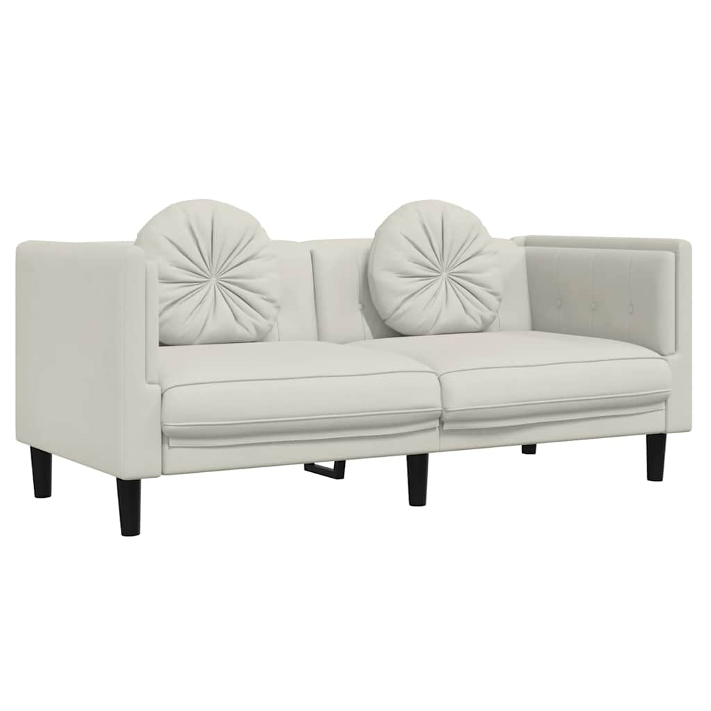 Sofa mit Kissen 2-Sitzer Creme Samt
