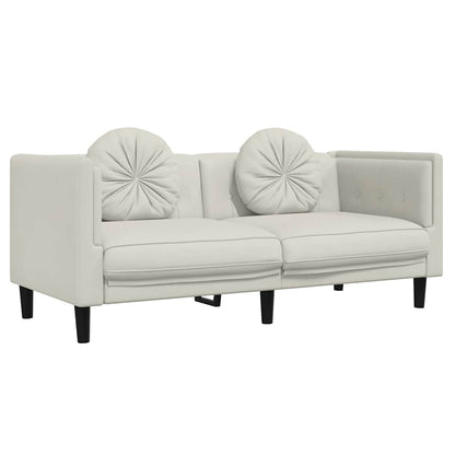 Sofa mit Kissen 2-Sitzer Creme Samt