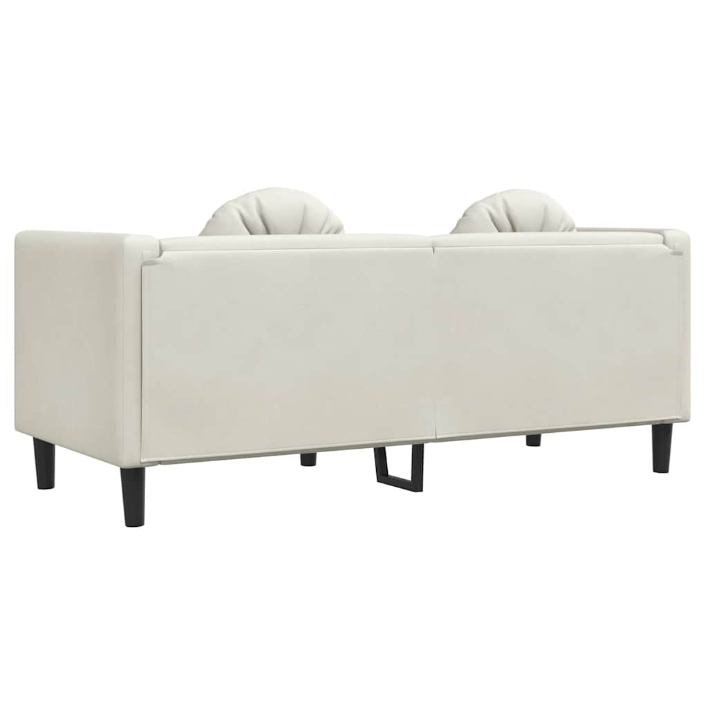 Sofa mit Kissen 2-Sitzer Creme Samt