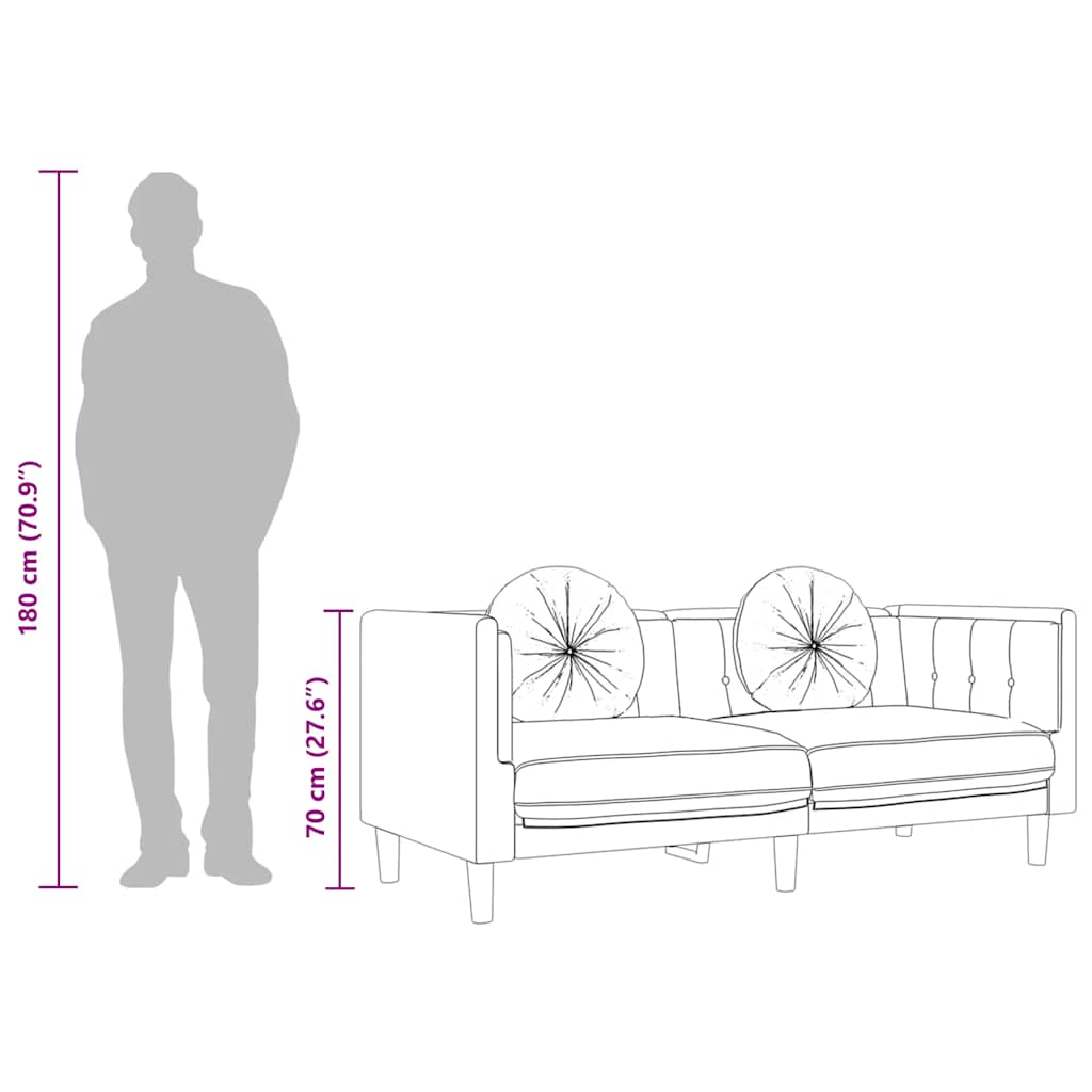 3-Sitzer Sofa mit Kissen Braun Kunstleder Wildleder-Optik