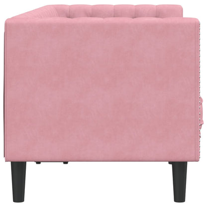 Chesterfield-Sofa mit Nackenrollen 2-Sitzer Rosa Samt