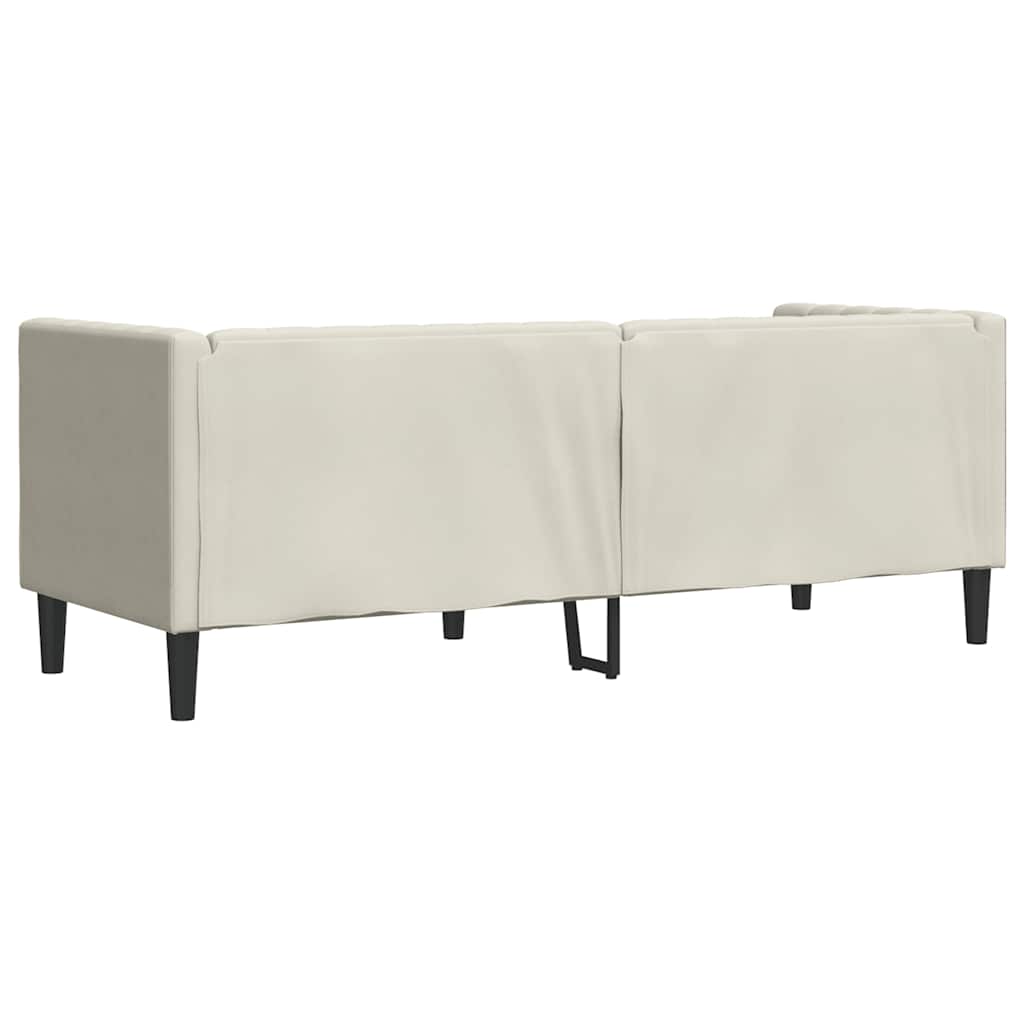 Chesterfield-Sofa mit Nackenrollen 3-Sitzer Creme Samt