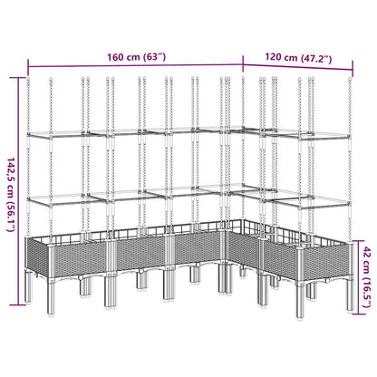 Pflanzkübel mit Rankgitter Blaugrau 160x120x142,5 cm PP