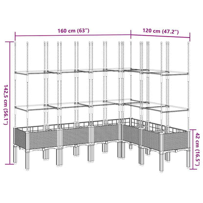 Pflanzkübel mit Rankgitter Schwarz 160x120x142,5 cm PP