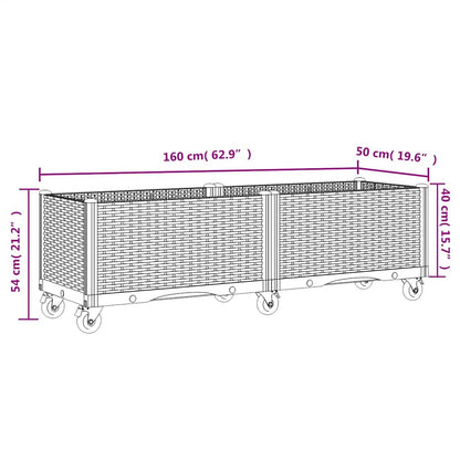 Pflanzkasten mit Rollen Blaugrau 160x50x54 cm PP
