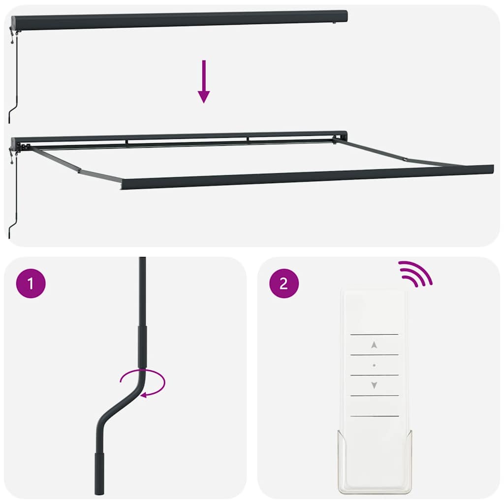 Markise Einziehbar Anthrazit und Weiß 4x3 m Stoff und Aluminium