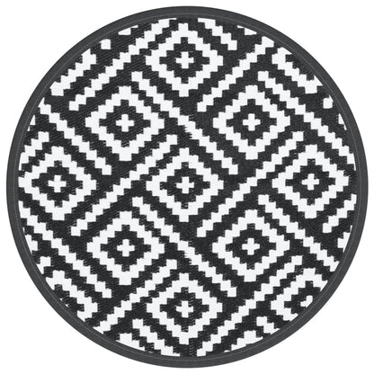 Outdoor-Teppich ARAKIL Weiß und Schwarz Ø160 cm PP
