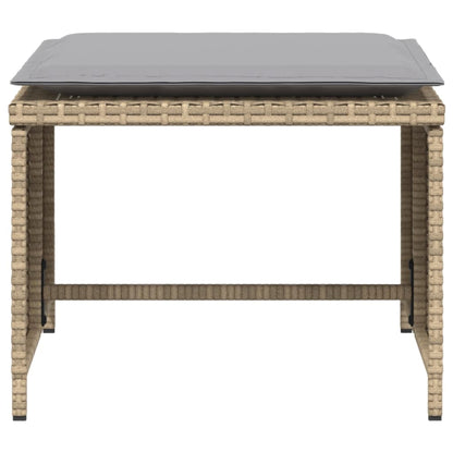 Gartenstuhl mit Fußhocker Beige Poly Rattan