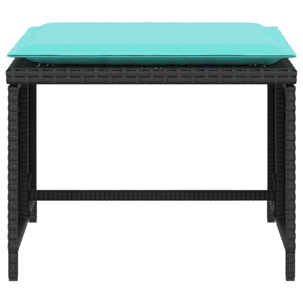 Gartenstuhl mit Fußhocker Schwarz Poly Rattan