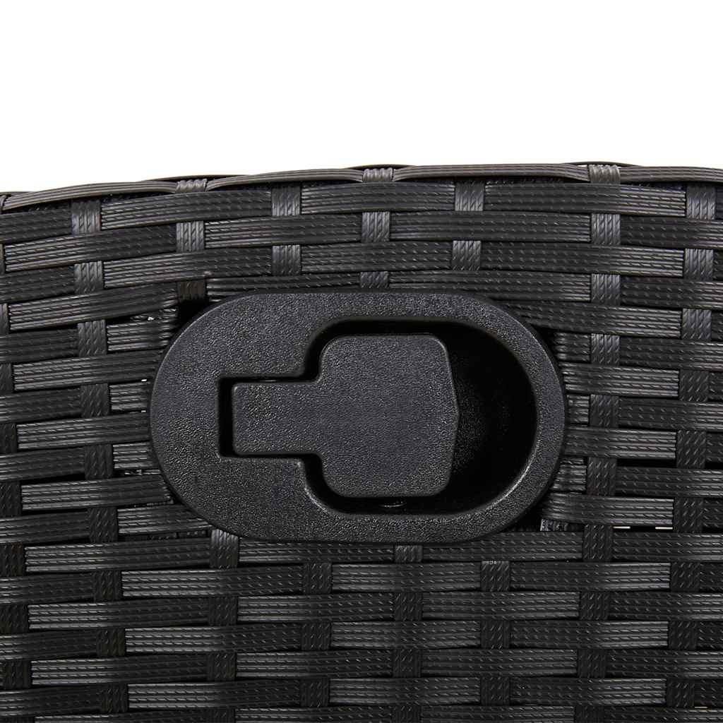 Gartenbank Verstellbar mit Kissen Schwarz Poly Rattan