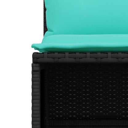 4-teiliges Gartensofa-Set mit Kissen, schwarzes Polyrattan