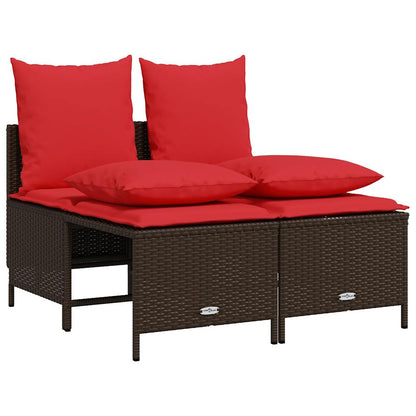 4-teiliges Gartensofa-Set mit Kissen, braun, Polyrattan