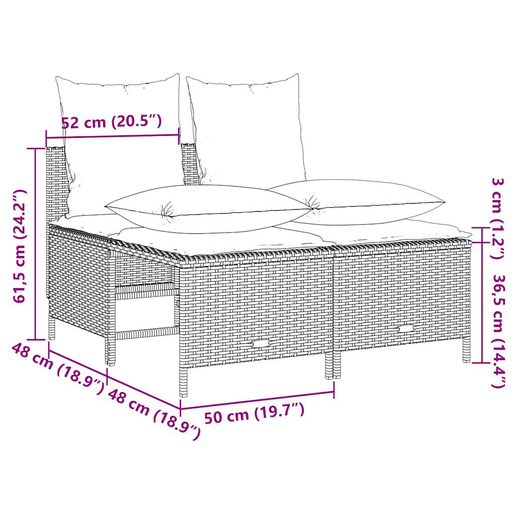 4-teiliges Gartensofa-Set mit Kissen, grau, Polyrattan