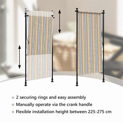 Außenrollo Gelb und Weiß 100x270 cm Stoff und Stahl