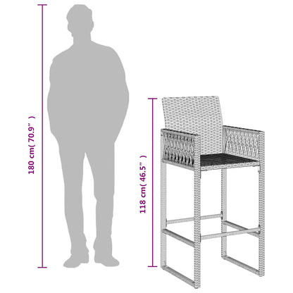 Garten-Barhocker 2 Stk. Braun Poly Rattan