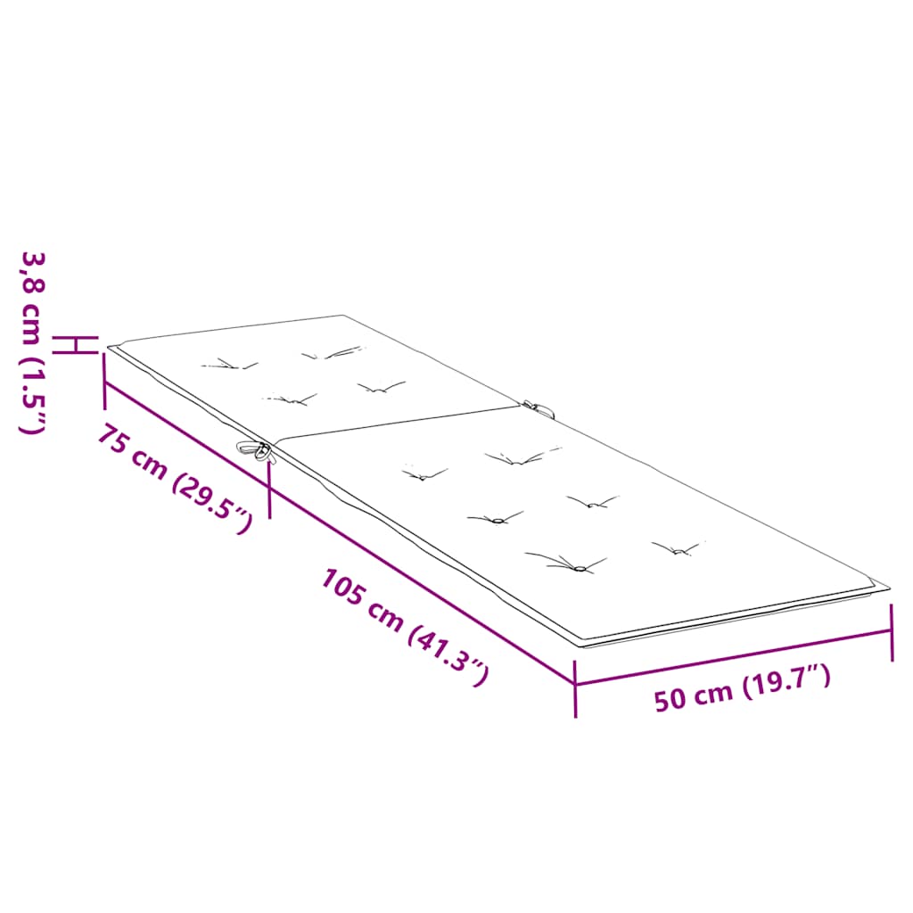 Liegestuhl-Auflage Melange Dunkelgrau (75+105) x 50 x 4 cm Stoff