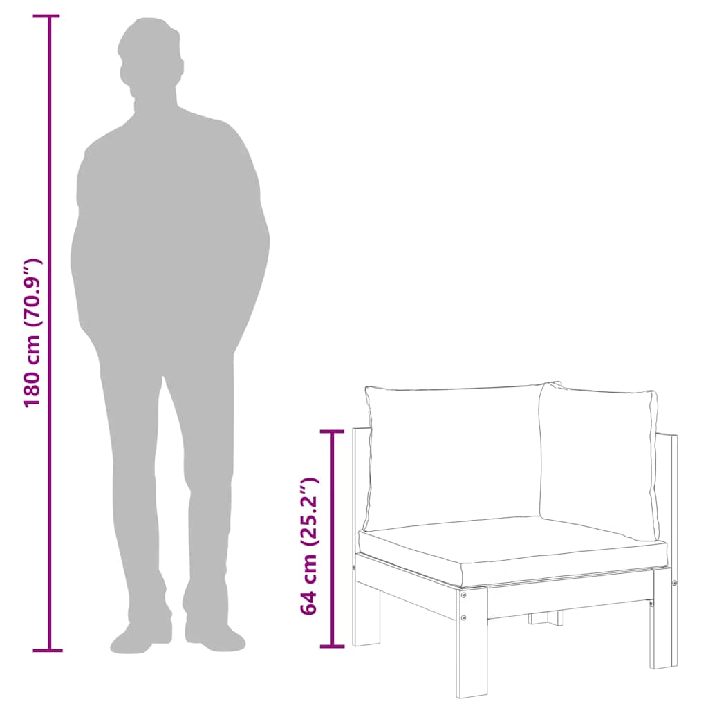 2-tlg. Garten-Sofa-Set mit Kissen Massivholz Akazie