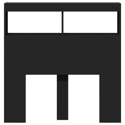 LED-Kopfteil mit Ablagen Schwarz 100x17x102 cm