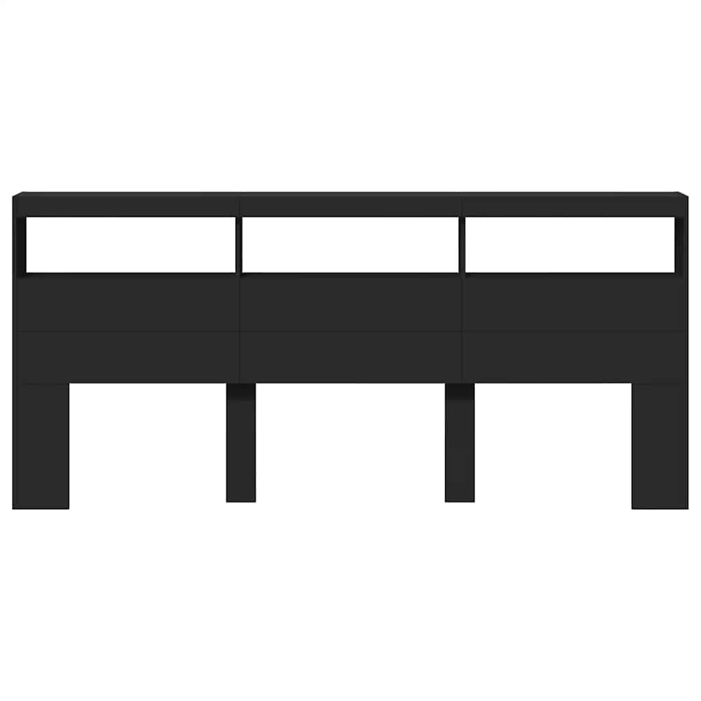 LED-Kopfteil mit Ablagen Schwarz 220x17x102 cm