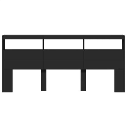 LED-Kopfteil mit Ablagen Schwarz 220x17x102 cm