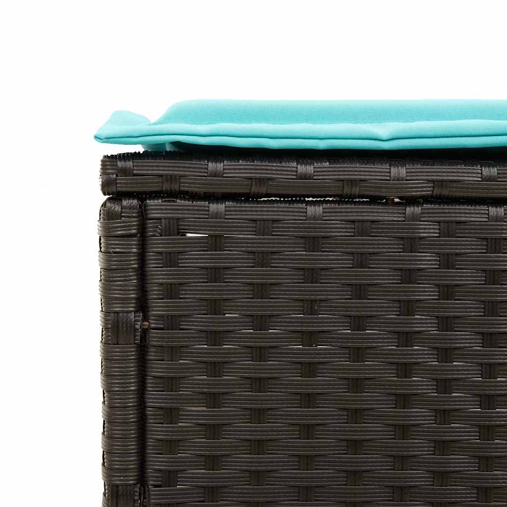 Sonnenliege mit Kissen Schwarz Poly Rattan