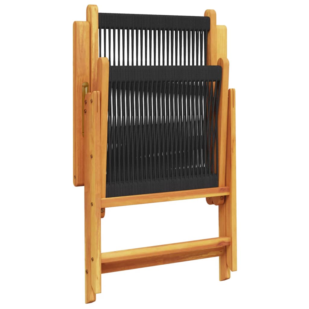 Gartenstühle 2 Stk. Schwarz Massivholz Akazie und Polypropylen