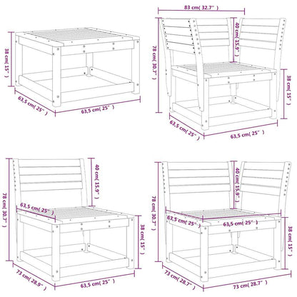 8-tlg. Garten-Lounge-Set Wachsbraun Massivholz Kiefer