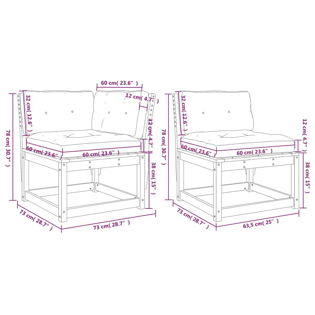 5-tlg. Garten-Sofagarnitur mit Kissen Weiß Massivholz Kiefer