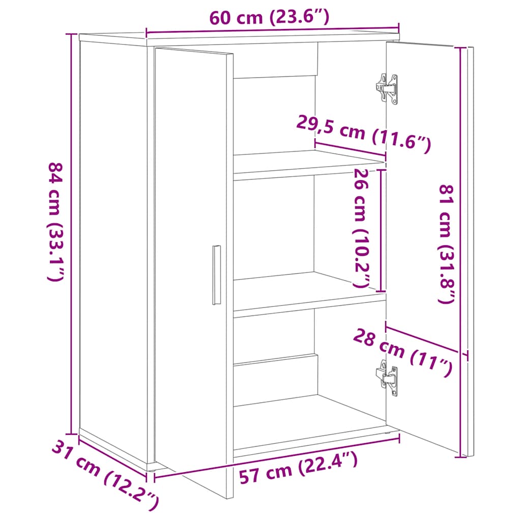 Sideboard Betongrau 60x31x84 cm Holzwerkstoff